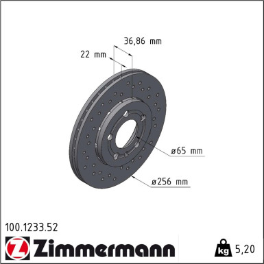 Zimmermann Bremsscheibe SPORT Z 100.1233.52
