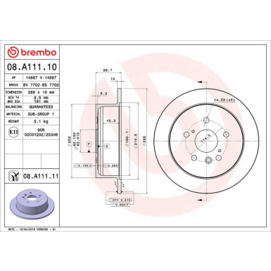 08.A111.11 Bremsscheibe PRIME LINE - UV Coated 08.A111.11 Bremsscheibe PRIME LINE - UV Coated