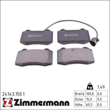 Zimmermann Bremsbelagsatz, Scheibenbremse 24143.150.1