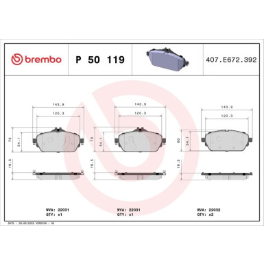 Brembo Bremsbelagsatz, Scheibenbremse PRIME LINE P 50 119