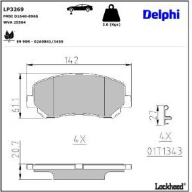Delphi Bremsbelagsatz, Scheibenbremse LP3269