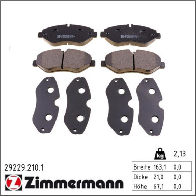 Zimmermann Bremsbelagsatz, Scheibenbremse 29229.210.1