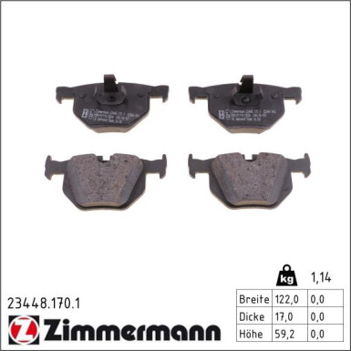 Zimmermann Bremsbelagsatz, Scheibenbremse 23448.170.1