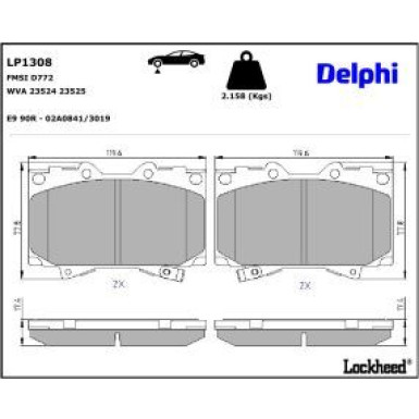 Delphi Bremsbelagsatz, Scheibenbremse LP1308