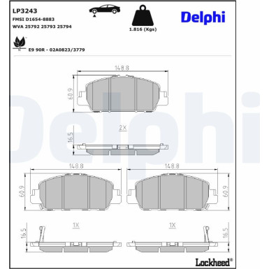LP3243 Bremsbelagsatz, Scheibenbremse