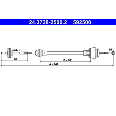 24.3728-2500.2 Seilzug, Kupplungsbetätigung