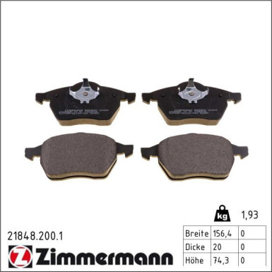 Zimmermann Bremsbelagsatz, Scheibenbremse 21848.200.1