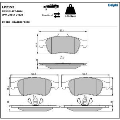 Delphi Bremsbelagsatz, Scheibenbremse LP2152