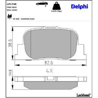 Delphi Bremsbelagsatz, Scheibenbremse LP1740