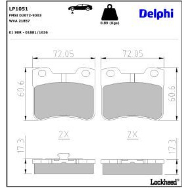 Delphi Bremsbelagsatz, Scheibenbremse LP1051