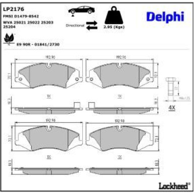 Delphi Bremsbelagsatz, Scheibenbremse LP2176