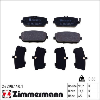 Zimmermann Bremsbelagsatz, Scheibenbremse 24298.140.1