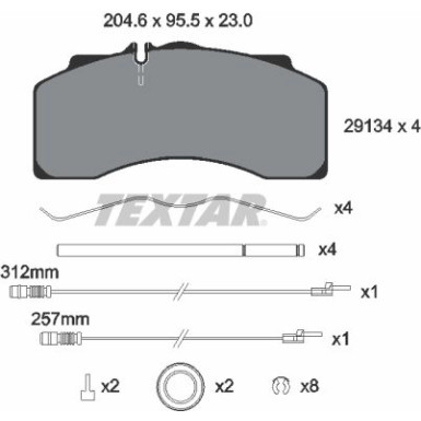 Textar | Bremsbelagsatz, Scheibenbremse | 2913401