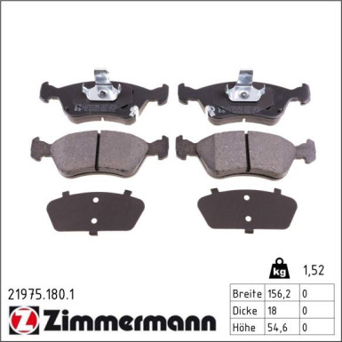Zimmermann Bremsbelagsatz, Scheibenbremse 21975.180.1
