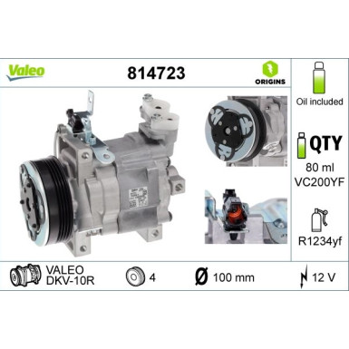 814723 Kompressor, Klimaanlage VALEO ORIGINS - NEW O.E. TECHNOLOGIE