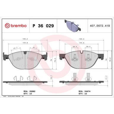 Brembo Bremsbelagsatz, Scheibenbremse PRIME LINE P 36 029