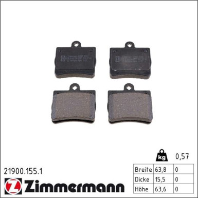 Zimmermann Bremsbelagsatz, Scheibenbremse 21900.155.1