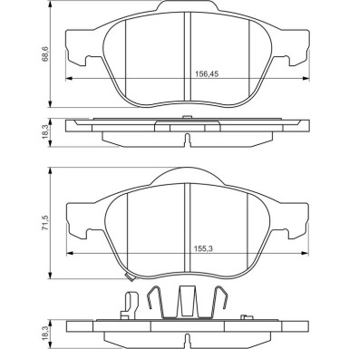 BOSCH Bremsbelagsatz, Scheibenbremse 0 986 494 485