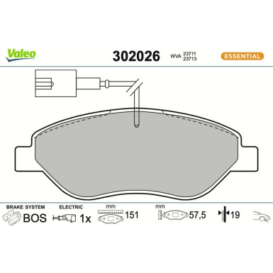 302026 Bremsbelagsatz, Scheibenbremse ESSENTIAL