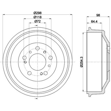 Hella | Bremstrommel | 8DT 355 300-061