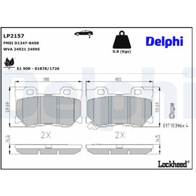 Delphi | Bremsbelagsatz, Scheibenbremse | LP2157 Delphi | Bremsbelagsatz, Scheibenbremse | LP2157