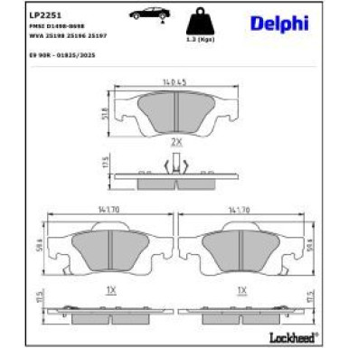 Delphi Bremsbelagsatz, Scheibenbremse LP2251