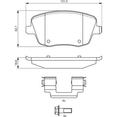 BOSCH Bremsbelagsatz, Scheibenbremse 0 986 424 829