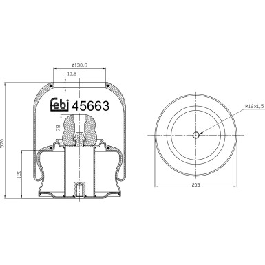 FEBI BILSTEIN 45663 Federbalg, Luftfederung FEBI BILSTEIN 45663 Federbalg, Luftfederung