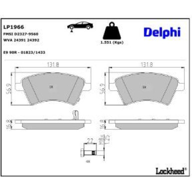 Delphi Bremsbelagsatz, Scheibenbremse LP1966