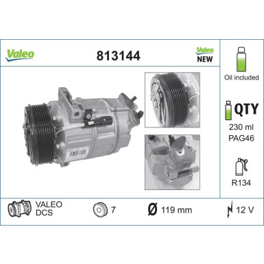 813144 Kompressor, Klimaanlage VALEO ORIGINS - NEW O.E. TECHNOLOGIE