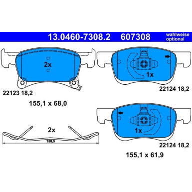 13.0460-7308.2 Bremsbelagsatz, Scheibenbremse