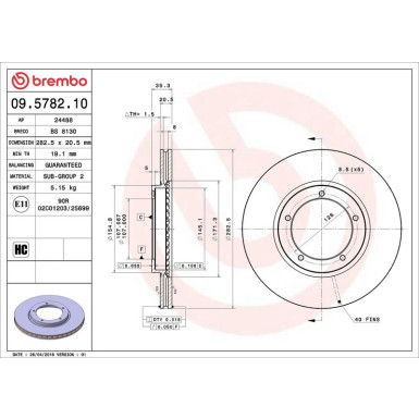 09.5782.10 Bremsscheibe PRIME LINE