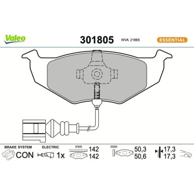 Valeo | Bremsbelagsatz, Scheibenbremse | 301805