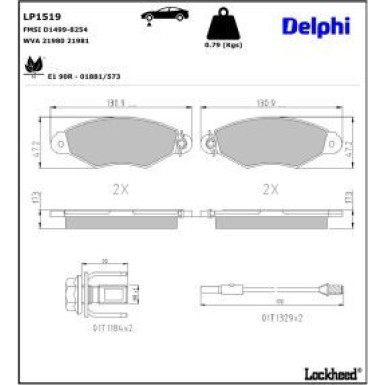 Delphi Bremsbelagsatz, Scheibenbremse LP1519