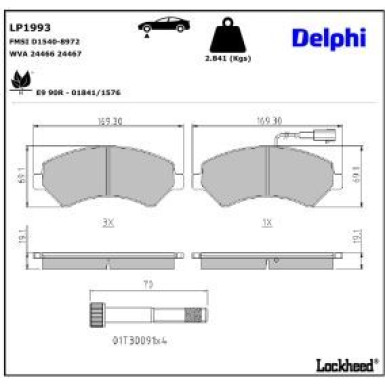Delphi Bremsbelagsatz, Scheibenbremse LP1993