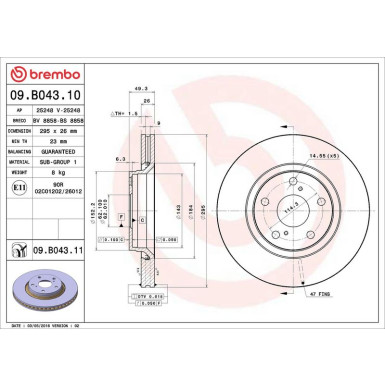 Brembo Bremsscheibe PRIME LINE - UV Coated 09.B043.11