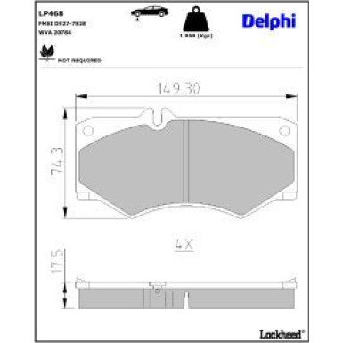 Delphi Bremsbelagsatz, Scheibenbremse LP468
