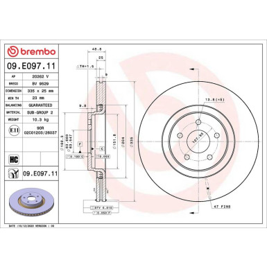 09.E097.11 Bremsscheibe PRIME LINE - UV Coated
