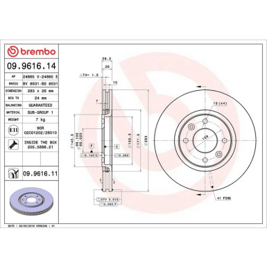 Brembo Bremsscheibe PRIME LINE - UV Coated 09.9616.11