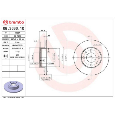 Brembo | Bremsscheibe | 08.3636.10