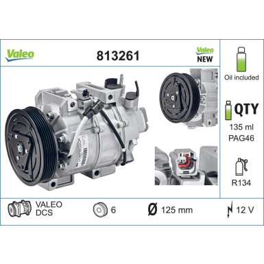 813261 Kompressor, Klimaanlage VALEO ORIGINS NEW OE TECHNOLOGIE