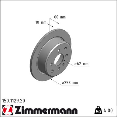 Zimmermann Bremsscheibe Coat Z 150.1129.20 Zimmermann Bremsscheibe Coat Z 150.1129.20