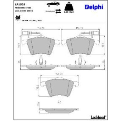Delphi Bremsbelagsatz, Scheibenbremse LP1529