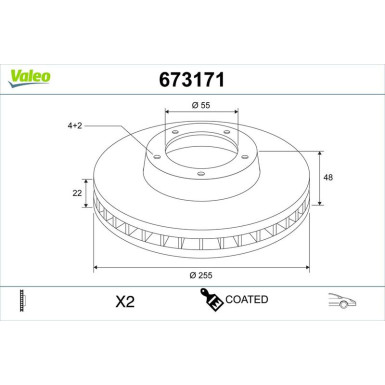 Valeo Bremsscheibe COATED 673171