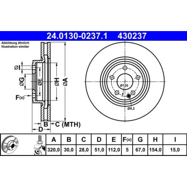 ATE | Bremsensatz, Scheibenbremse | 24.0130-0237.1, 13.0460-2779.2