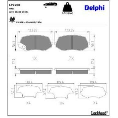 Delphi Bremsbelagsatz, Scheibenbremse LP2208