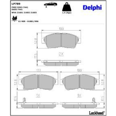 Delphi Bremsbelagsatz, Scheibenbremse LP789