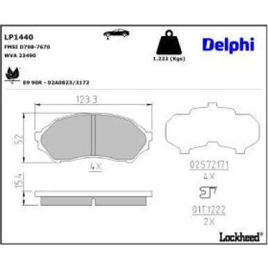 Delphi Bremsbelagsatz, Scheibenbremse LP1440