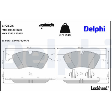 Delphi | Bremsbelagsatz, Scheibenbremse | LP2125