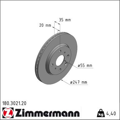 Zimmermann Bremsscheibe Coat Z 180.3021.20